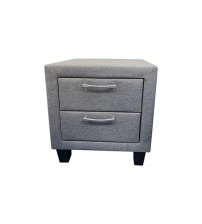Megan Two Drawers Bedside Table Upholstery Fabric in Light Grey Colour